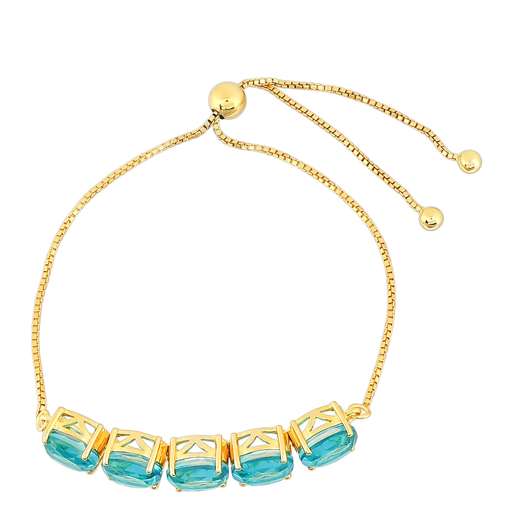 Goldplattiertes Silberarmband mit Paraiba Quarz