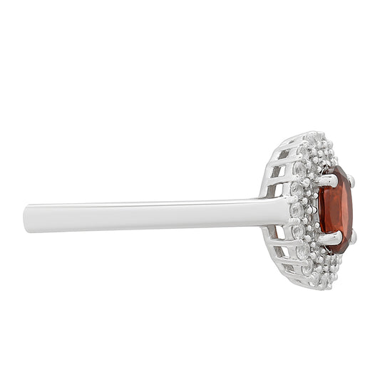 Silberring mit Granat und weißem Topas