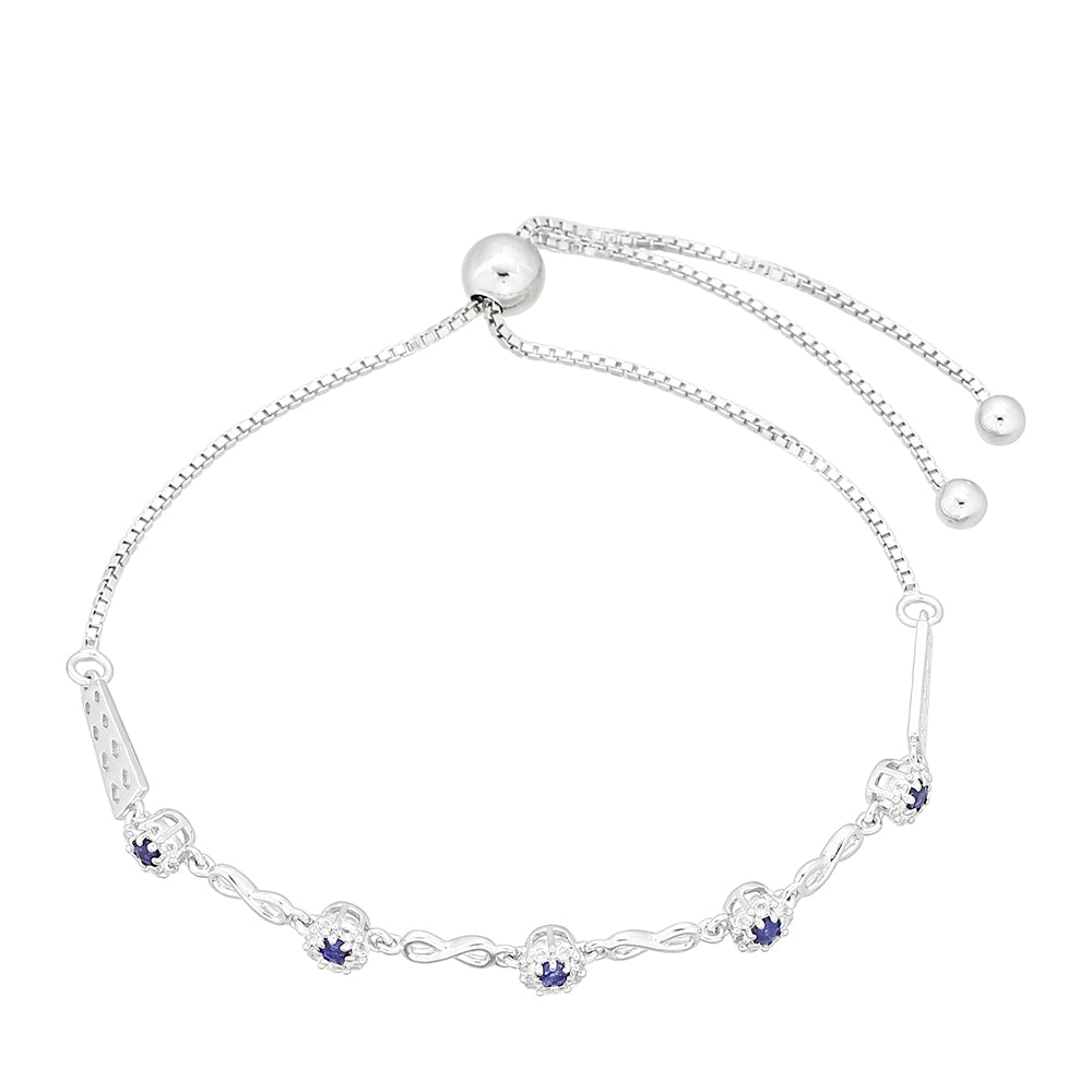 Silberarmband mit Thai Saphir und weißem Topas