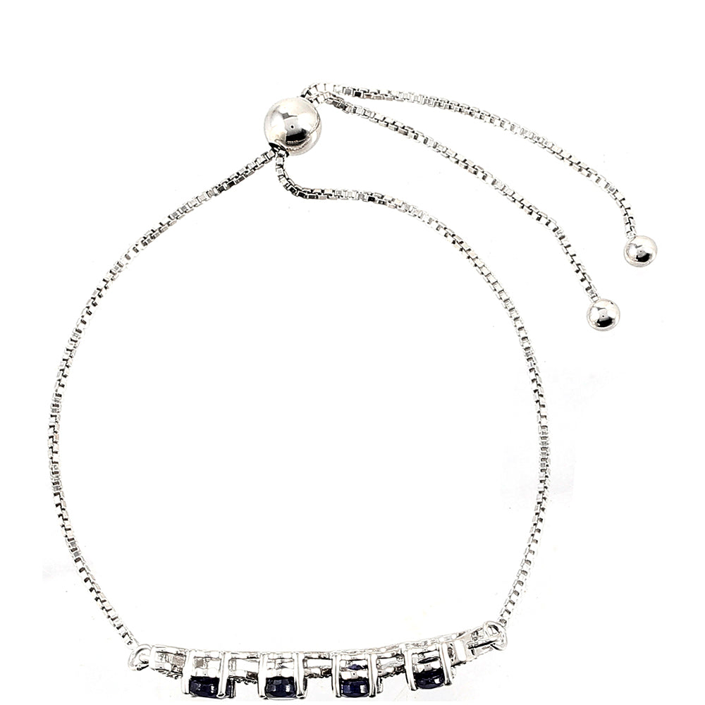 Silberarmband mit Thai Saphir und weißem Topas