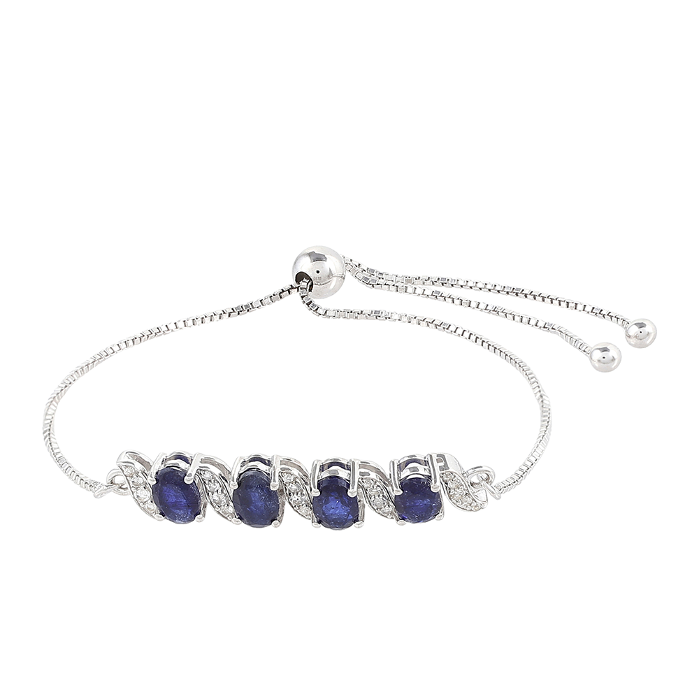Silberarmband mit Thai Saphir und weißem Topas