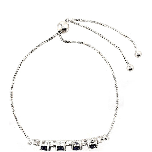 Silberarmband mit Thai Saphir und weißem Topas