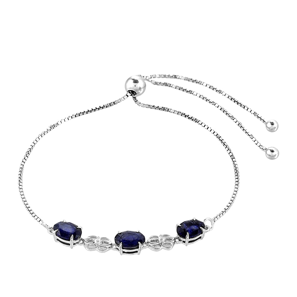 Silberarmband mit Thai Saphir und weißem Topas