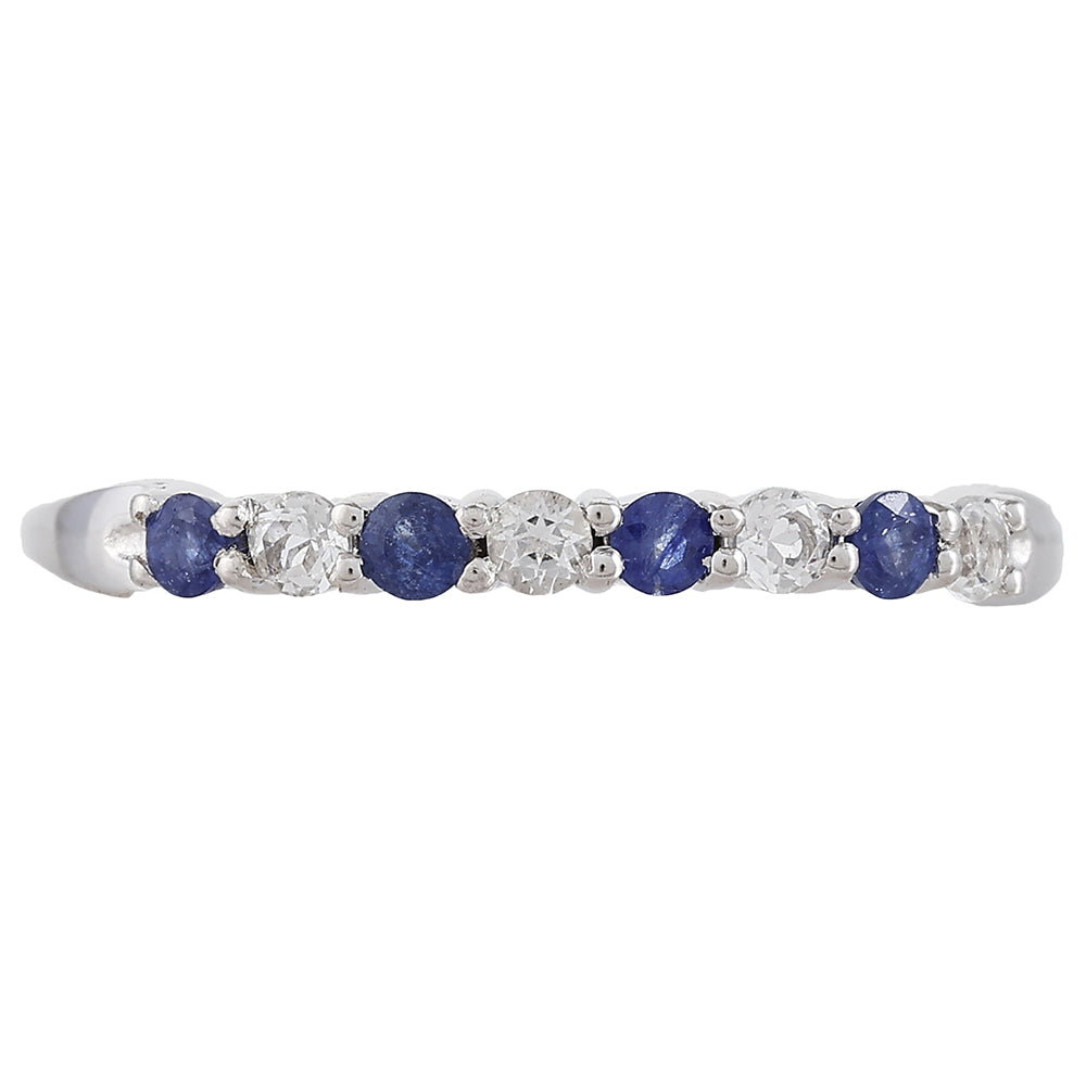 Silberring mit Thai Saphir und weißem Topas