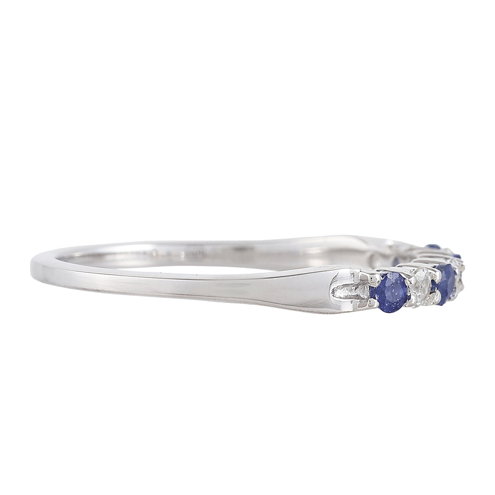 Silberring mit Thai Saphir und weißem Topas