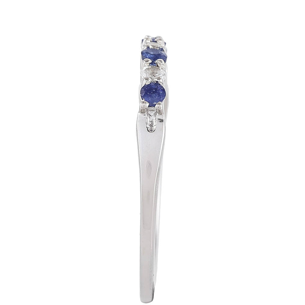 Silberring mit Thai Saphir und weißem Topas