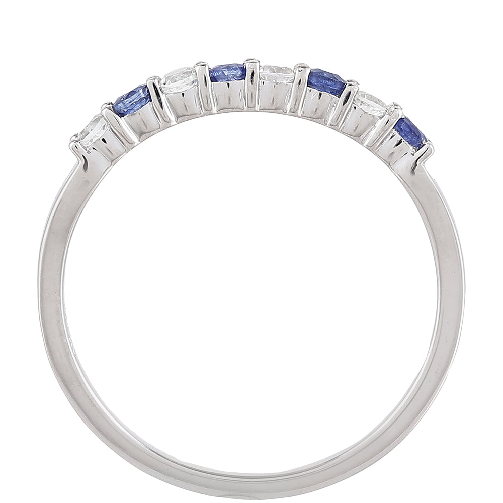 Silberring mit Thai Saphir und weißem Topas