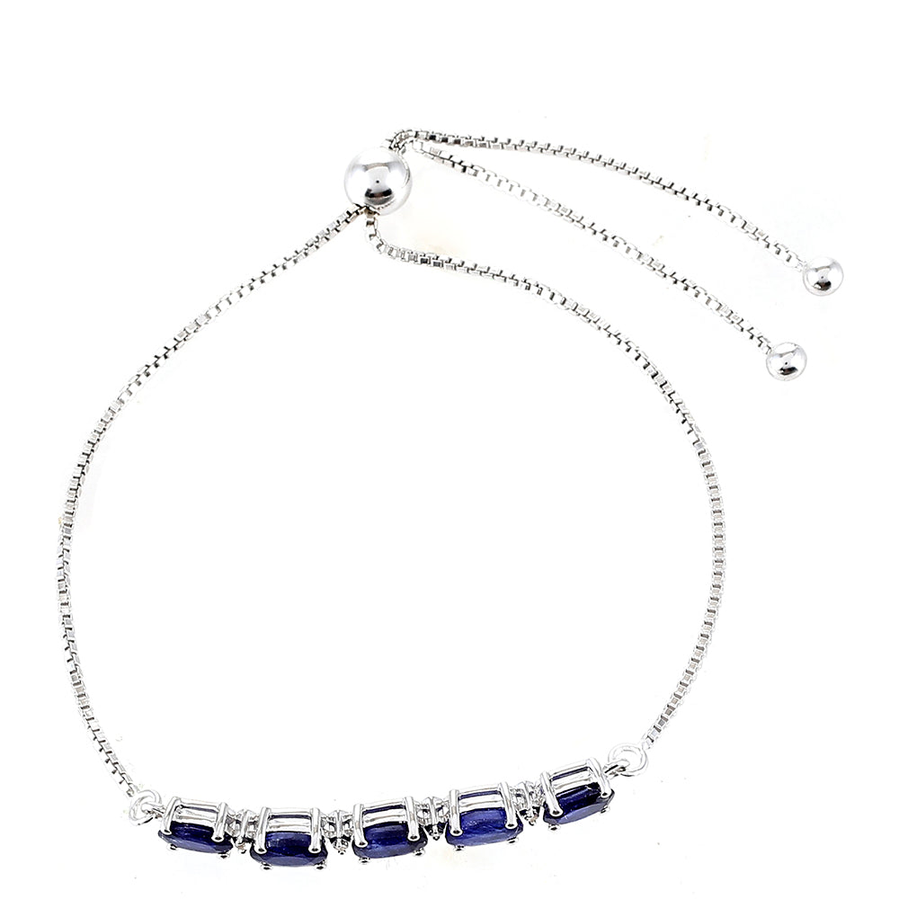 Silberarmband mit Thai Saphir und weißem Topas