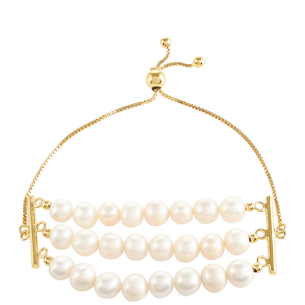 Goldplattiertes Silberarmband mit barocker Süßwasserzuchtperle