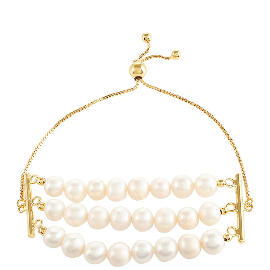 Goldplattiertes Silberarmband mit barocker Süßwasserzuchtperle