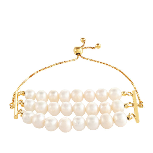 Goldplattiertes Silberarmband mit barocker Süßwasserzuchtperle