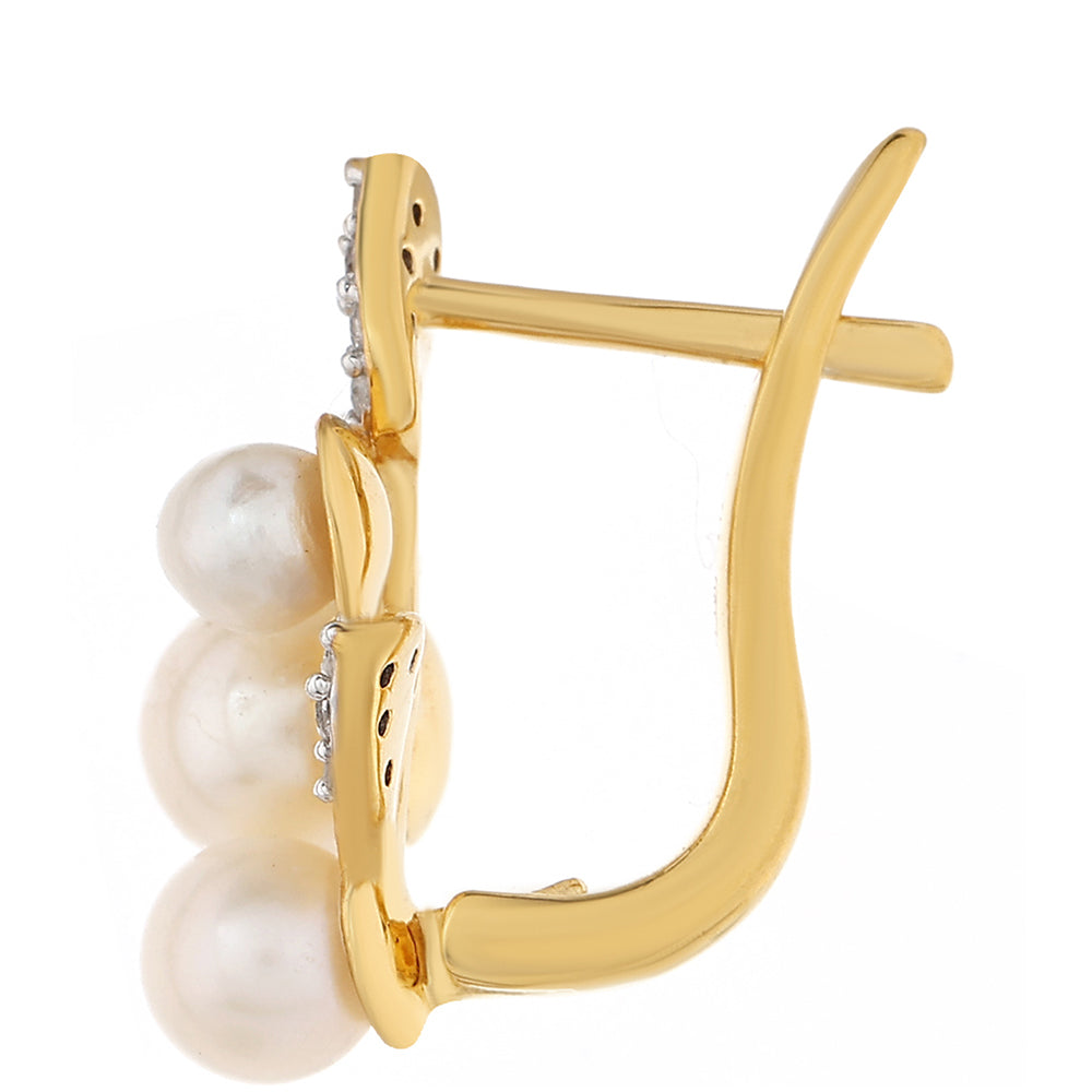 Goldplattierte Silberohrringe mit barocker Süßwasserzuchtperle und weißem Topas