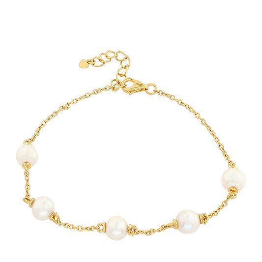 Goldplattiertes Silberarmband mit barocker Süßwasserzuchtperle