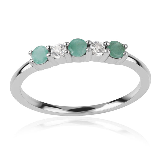 Silberring mit brasilianischem Smaragd und weißem Topas