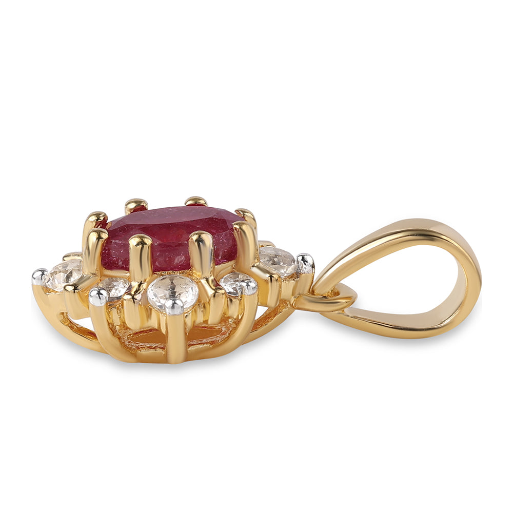 Goldplattierter Silberanhänger mit Rubin aus Mosambik und weißem Topas 2