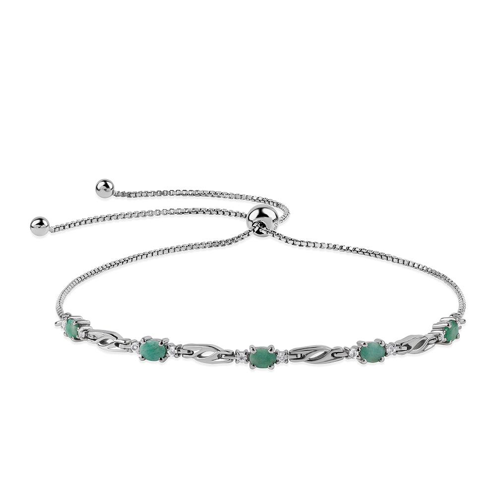 Silberarmband mit brasilianischem Smaragd und weißem Topas