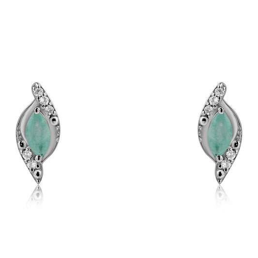 Silberohrringe mit brasilianischem Smaragd und weißem Topas