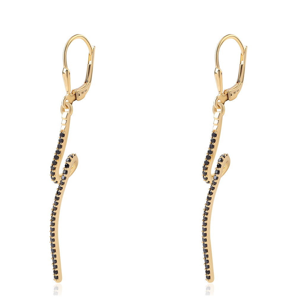 Goldplattierte Silberohrringe mit schwarzem Spinell 5