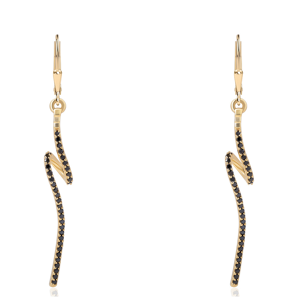 Goldplattierte Silberohrringe mit schwarzem Spinell 6