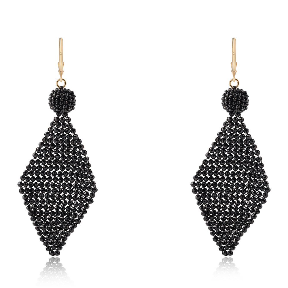 Goldplattierte Silberohrringe mit schwarzem Spinell 2