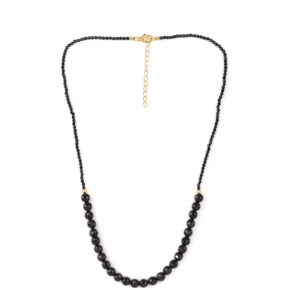 Goldplattierte Silberhalskette mit schwarzem Spinell