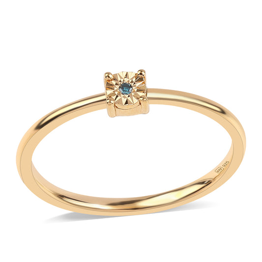 Goldplattierter Silberring mit blauem Diamant