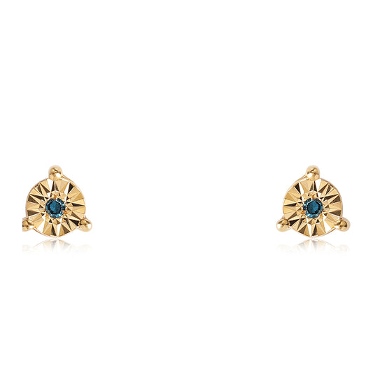 Goldplattierte Silberohrringe mit blauem Diamant