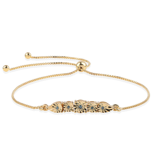 Goldplattiertes Silberarmband mit blauem Diamant