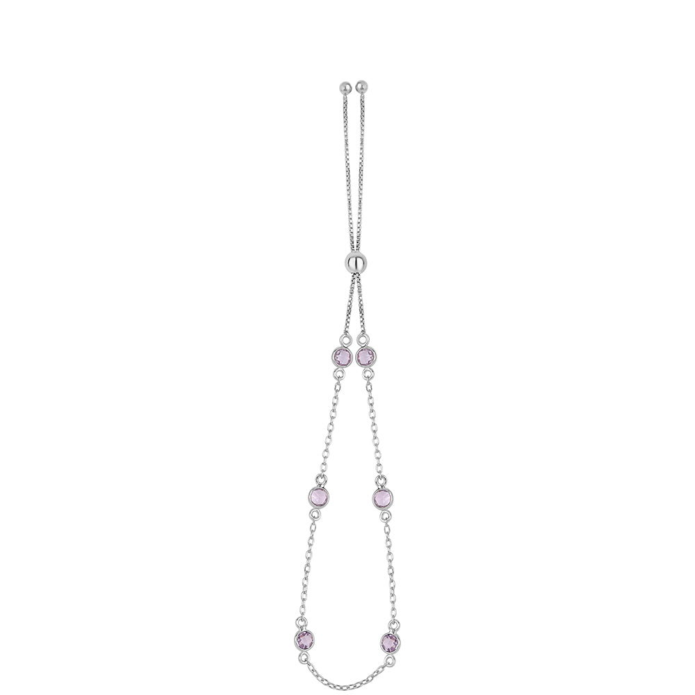 Silberarmband mit Rose De France Amethyst