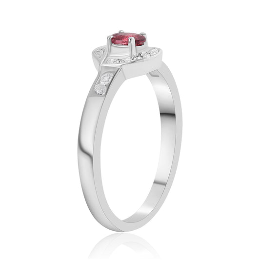 Silberring mit Rubellit aus Cruzeiro und weißem Topas