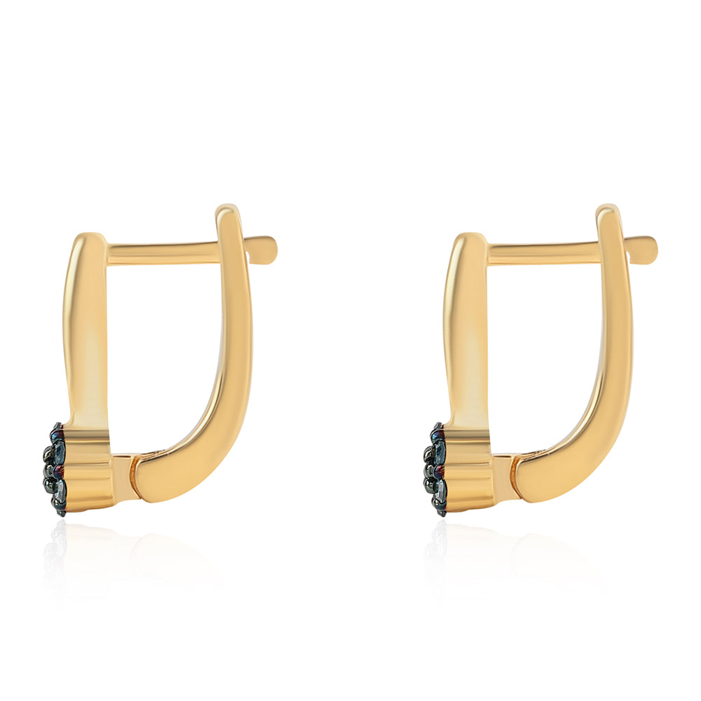 Goldplattierte Silberohrringe mit blauem Diamant