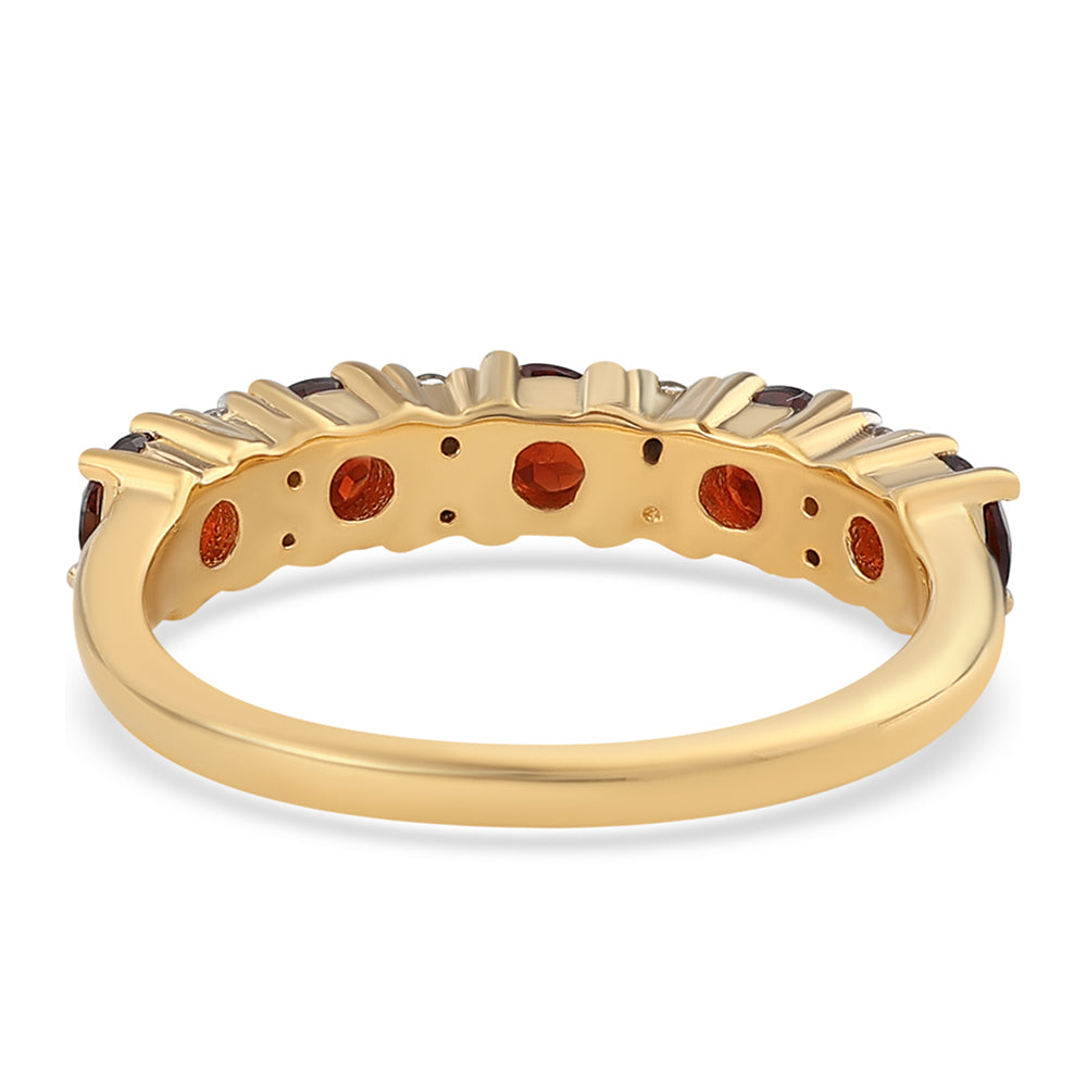 Goldplattierter Silberring mit Barton Granat und weißem Topas