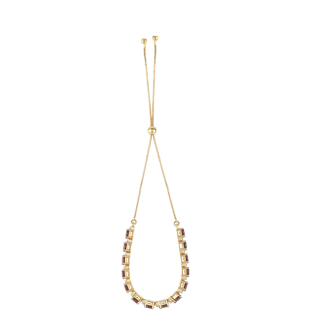 Goldplattiertes Silberarmband mit Barton Granat und weißem Topas