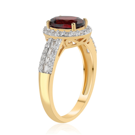 Goldplattierter Silberring mit Barton Granat und weißem Topas