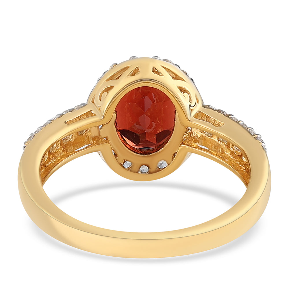 Goldplattierter Silberring mit Barton Granat und weißem Topas