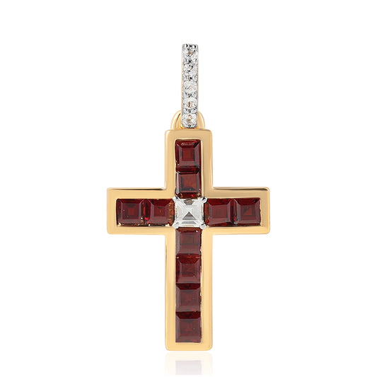 Goldplattierter Silberanhänger mit Barton Granat und weißem Topas