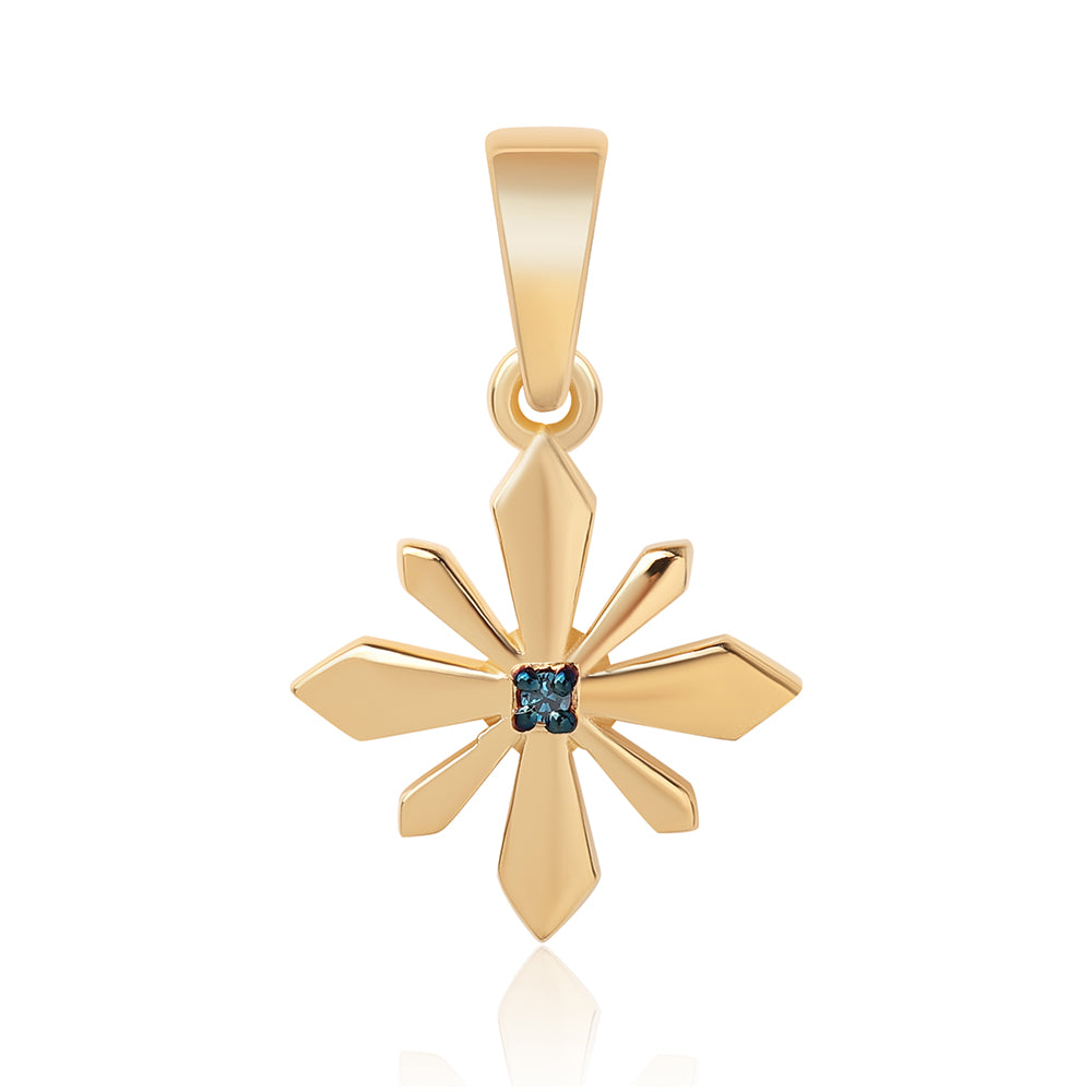 Goldplattierter Silberanhänger mit blauem Diamant