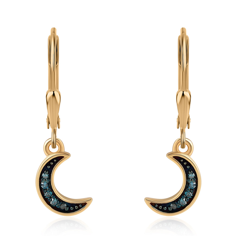 Goldplattierte Silberohrringe mit blauem Diamant 1