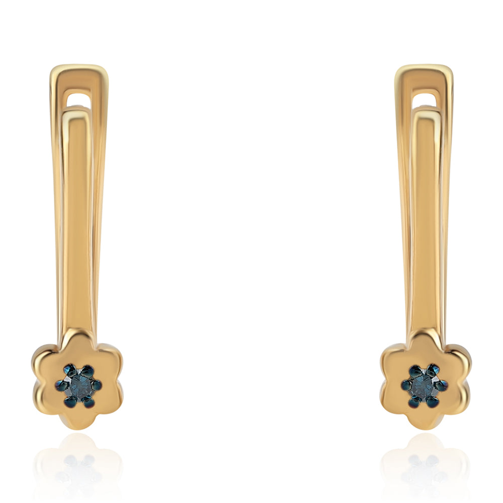 Goldplattierte Silberohrringe mit blauem Diamant 1
