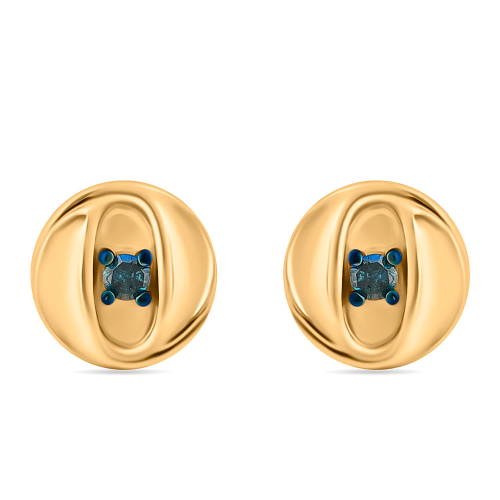 Goldplattierte Silberohrringe mit blauem Diamant