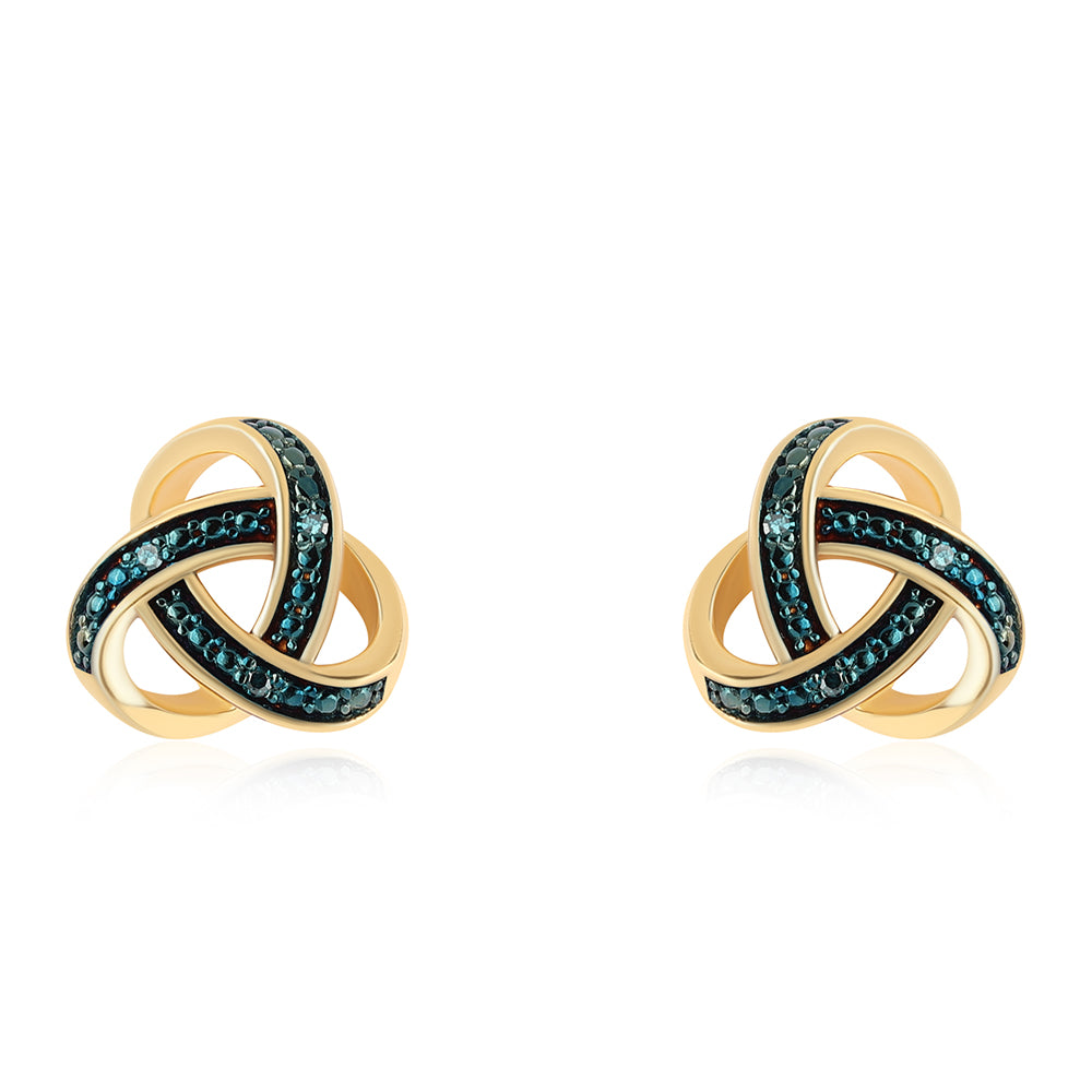 Goldplattierte Silberohrringe mit blauem Diamant 1