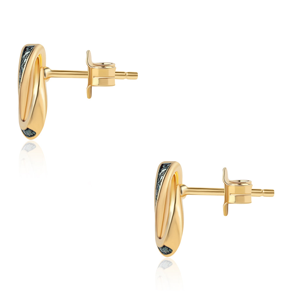 Goldplattierte Silberohrringe mit blauem Diamant 3