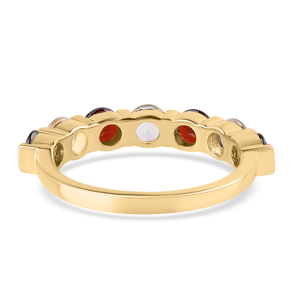 Goldplattierter Silberring mit Barton Granat und weißem Topas