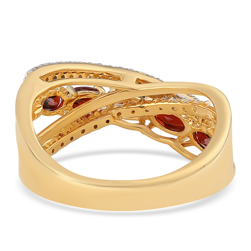 Goldplattierter Silberring mit Barton Granat und weißem Topas