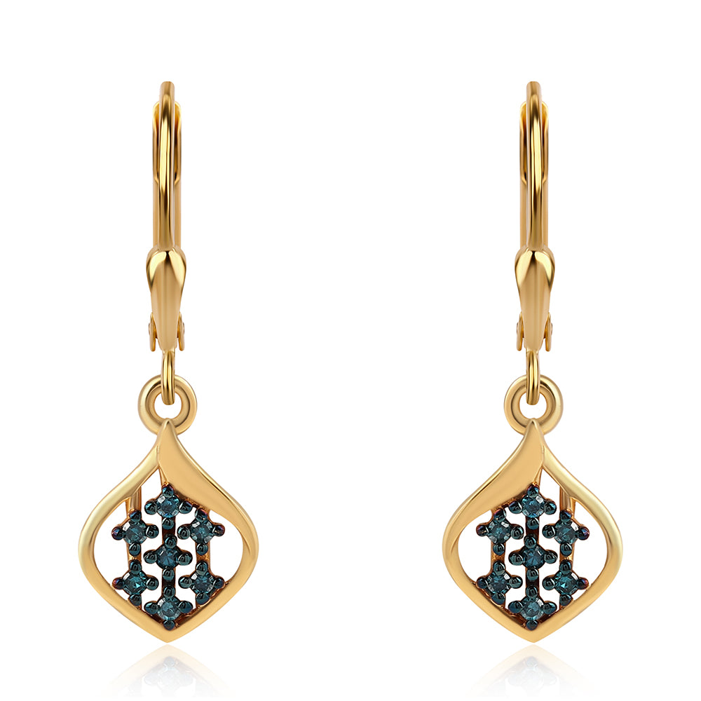 Goldplattierte Silberohrringe mit blauem Diamant