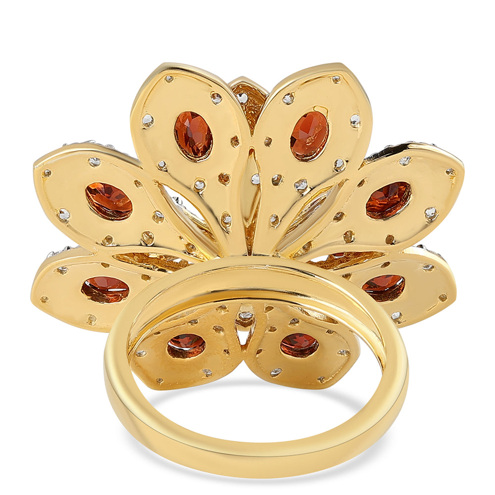 Goldplattierter Silberring mit Barton Granat und weißem Topas