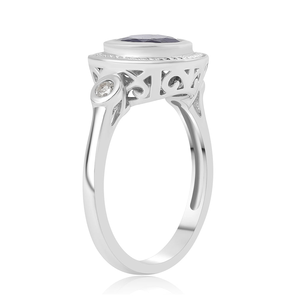 Silberring mit australischem blauem Saphir und weißem Topas 2