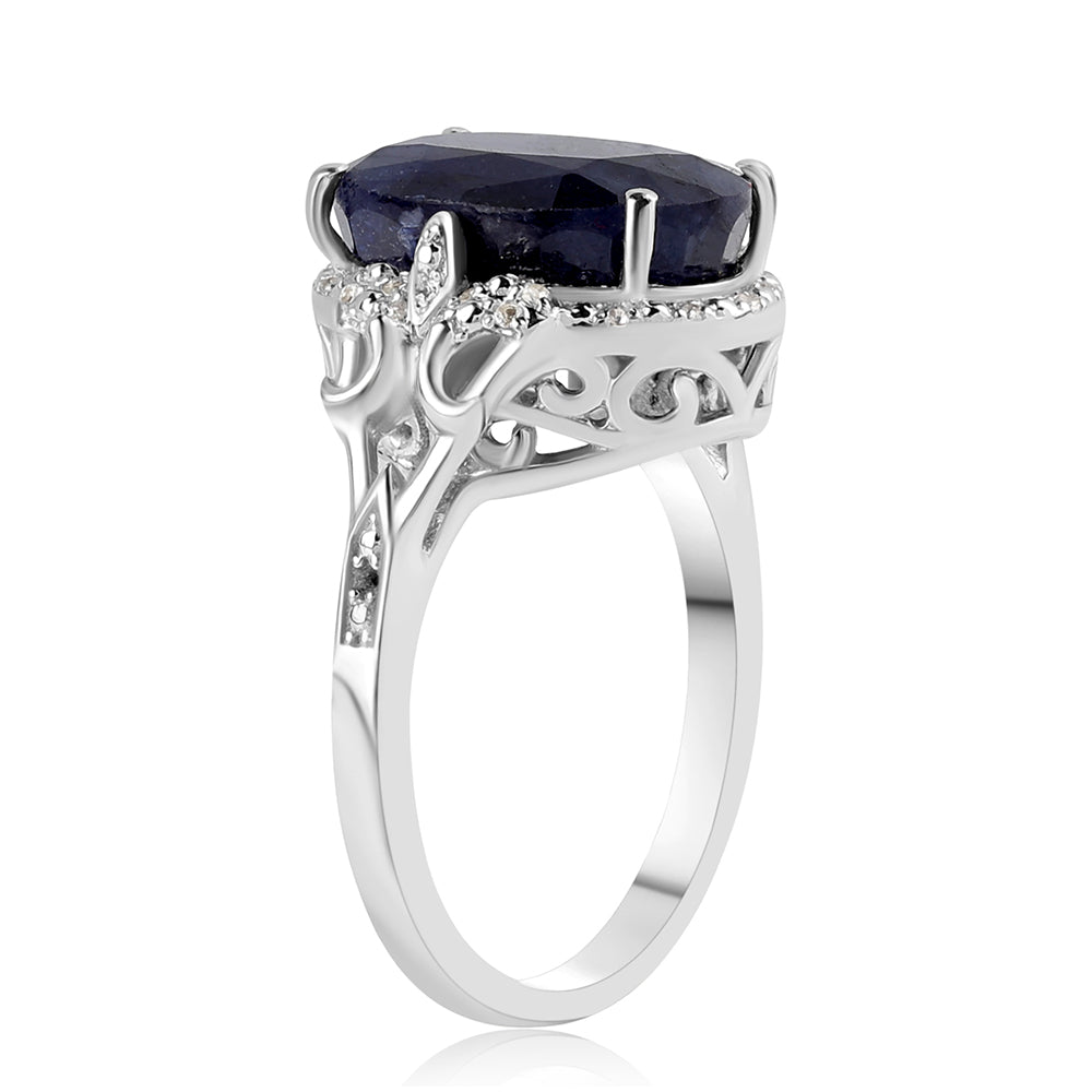 Silberring mit australischem blauem Saphir und weißem Topas 2