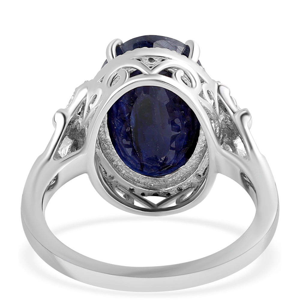 Silberring mit australischem blauem Saphir und weißem Topas 3
