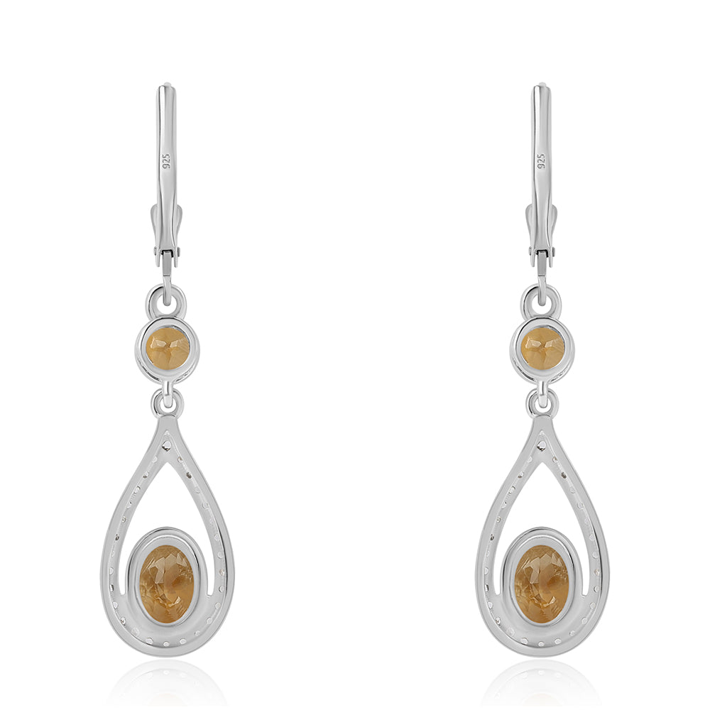 Silberohrringe mit Zitrin und weißem Topas